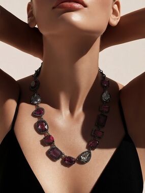 SOLD! White House Black Market Ruby statement necklace vintage